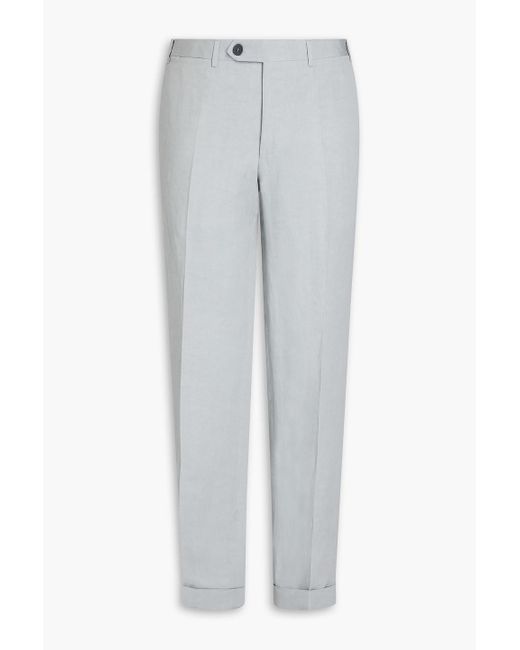 Canali Gray Linen And Silk-blend Twill Chinos for men