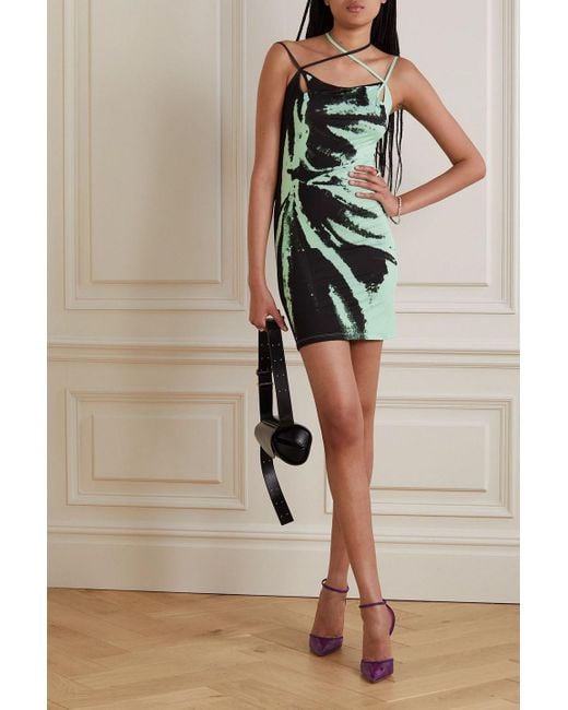 Ioannes Green Teardrop Printed Recycled Stretch-jersey Mini Dress