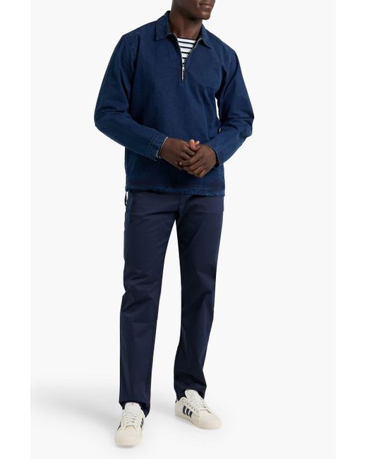 Orlebar Brown Blue Oglio Denim Half-Zip Shirt for men