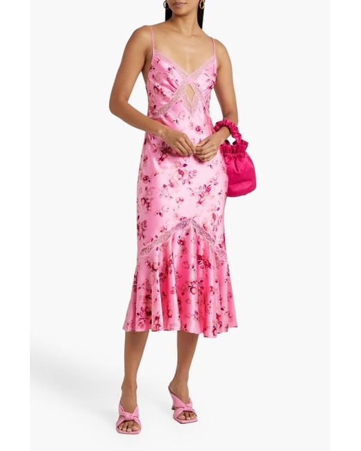 Cami NYC Pink Florentina Floral-print Silk-satin Midi Dress