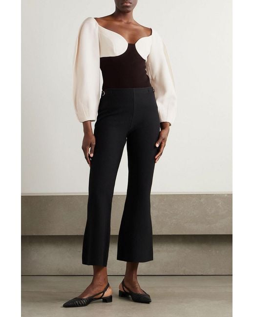 Gabriela Hearst Black Enoch Wool-crepe And Silk Cropped Top