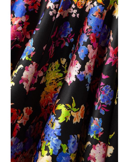Caroline Constas White Allonia Floral-print Stretch-silk Gown