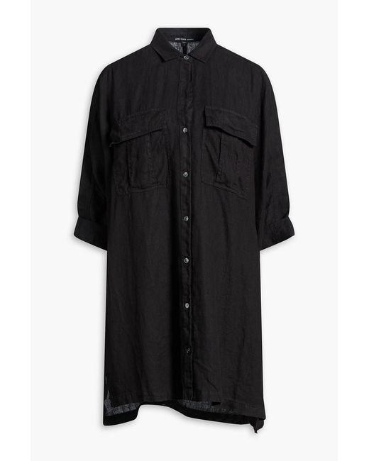 James Perse Black Swing Linen Mini Shirt Dress