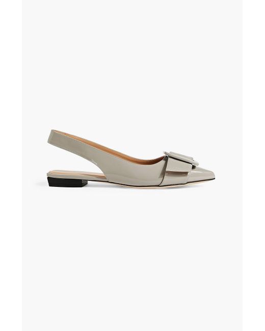 Sergio Rossi White Milano Mia 010 Patent-leather Slingback Point-toe Flats