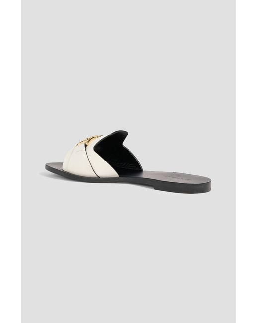 Bally White Positano Embellished Leather Slides