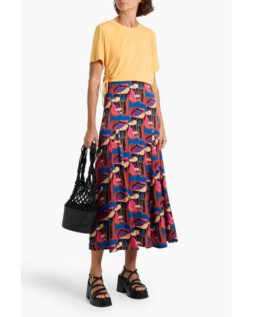Farm Rio Red Printed Woven Midi Skirt