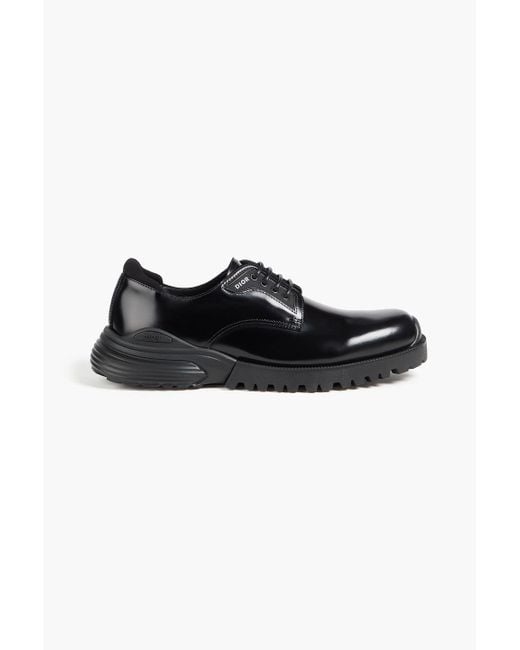 Dior Black Combat Glossed-Leather Derby Shoes for men