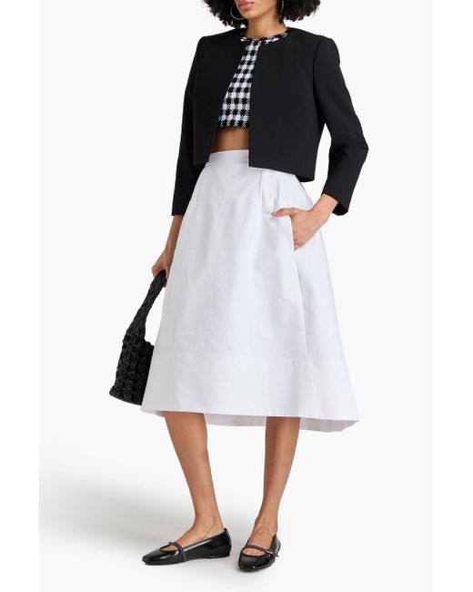 Tibi White Cotton-poplin Midi Skirt