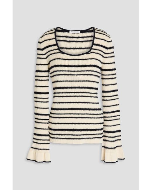 By Malene Birger White Morila Striped Intarsia Cotton-Blend Sweater