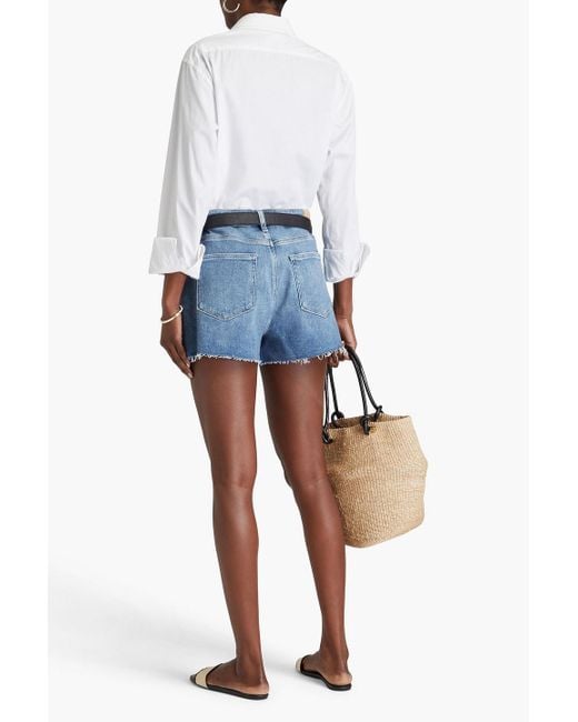 PAIGE Blue Dani Frayed Denim Shorts