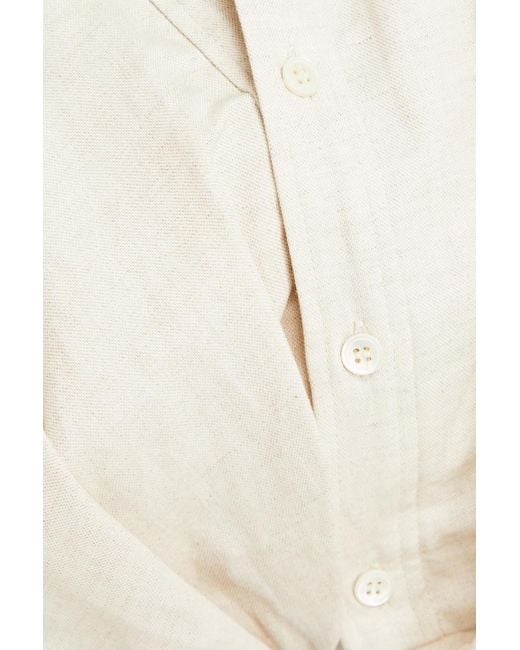 Jacquemus Natural Mejean Asymmetric Cropped Cotton And Linen-blend Shirt