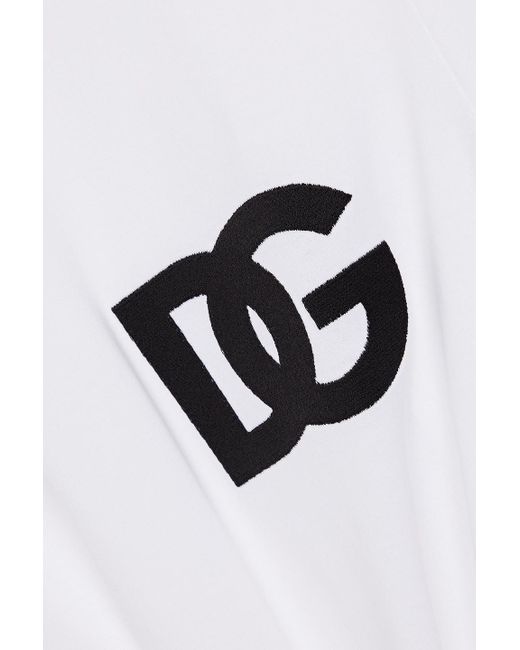 Dolce & Gabbana White Cotton Round-neck T-shirt With Dg Embroidery for men