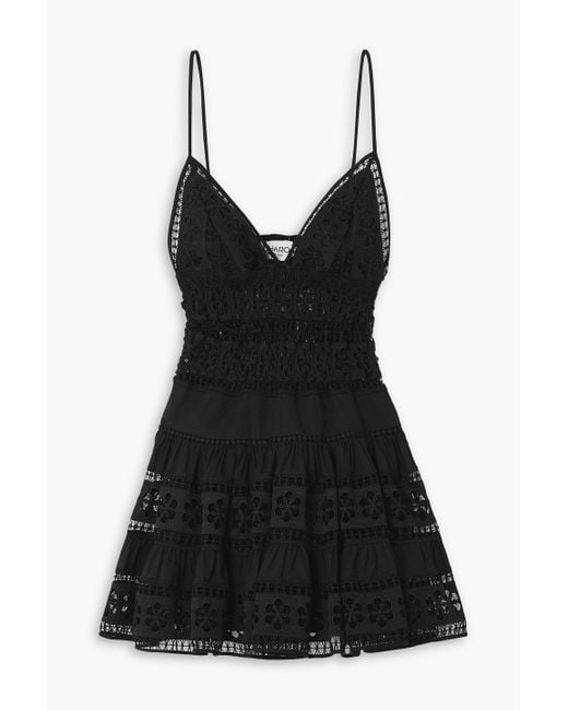 Charo Ruiz Isca Guipure Lace-trimmed Tiered Cotton-blend Voile Mini Dress in Black | Lyst Charo Ruiz Isca Guipure Lace-trimmed Tiered Cotton-blend Voile Mini Dress in Black | Lyst