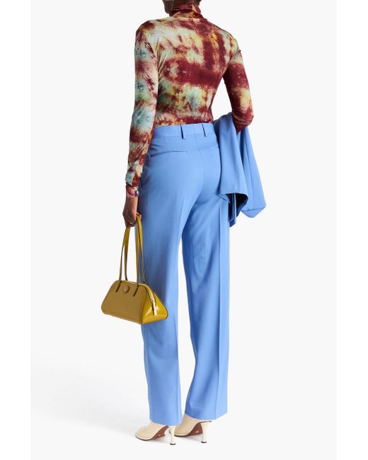 Dries Van Noten Blue Wool-Twill Straight-Leg Pants