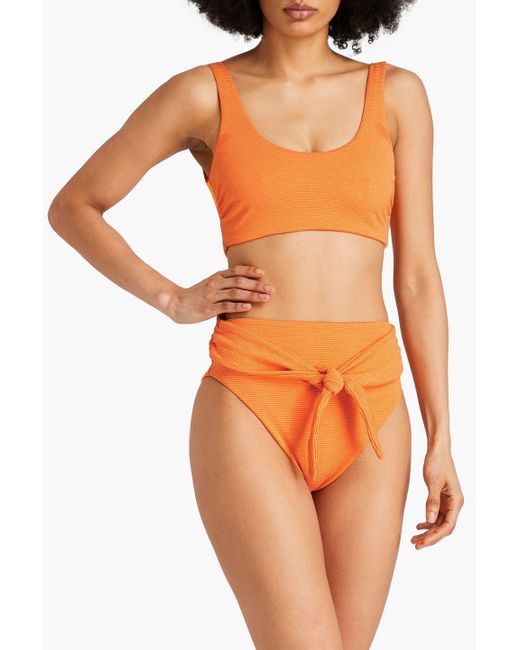 Mara Hoffman Orange Lira geripptes bikini-oberteil