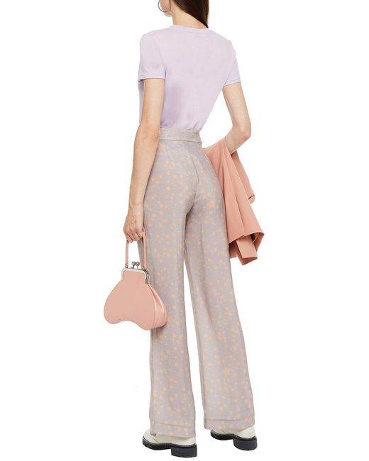 Acne Purple Printed Cupro Flared Pants