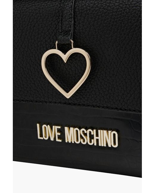 Love Moschino Black Faux Croc-effect And Pebbled-leather Tote