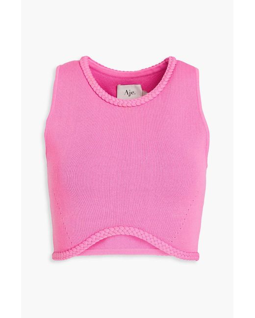 Aje. Pink Elm Cropped Knitted Top