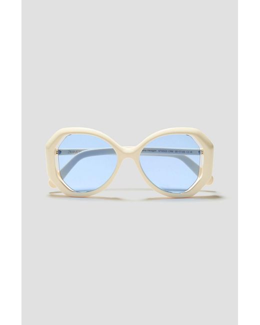 Zimmermann Blue Hexagon-Frame Acetate Sunglasses