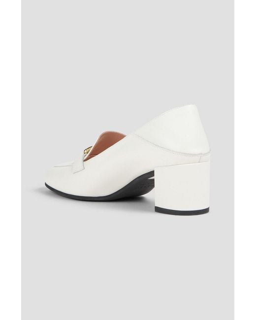 Bally White Bekla 50 Embellished Leather Collapsible-Heel Pumps