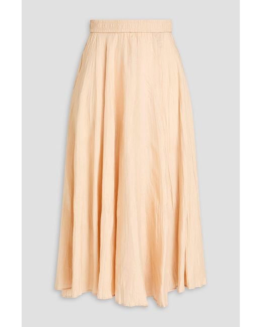 Joseph White Sully Crinkled Silk-Habotai Midi Skirt