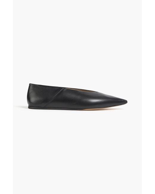 Le Monde Beryl Black Babouche Leather Point-Toe Flats