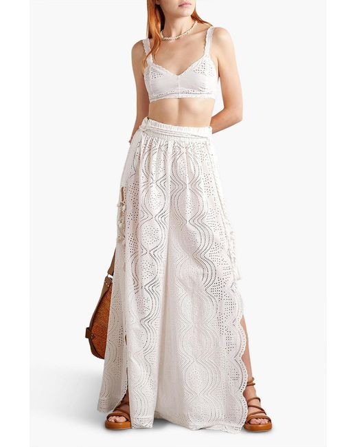 Miguelina White Jules Broderie Anglaise Cotton-voile Bra Top