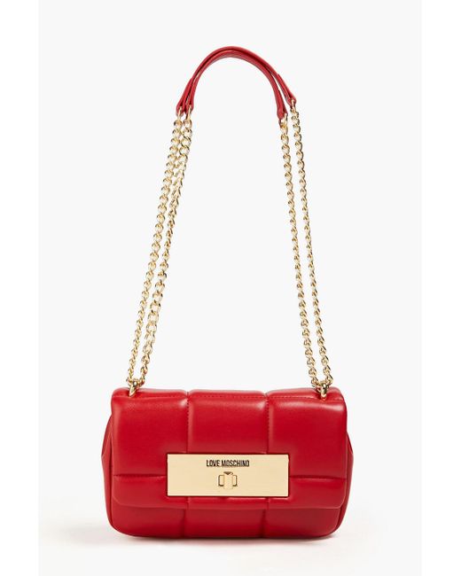 Love Moschino Red Quilted Faux Leather Shoulder Bag
