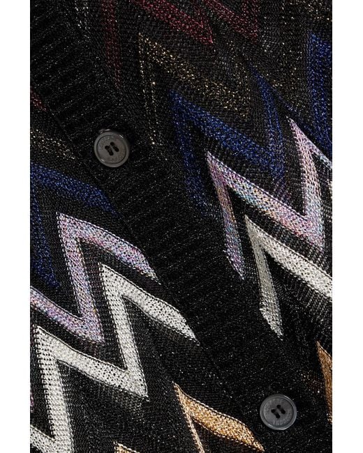 Missoni Black Metallic Crochet-knit Cardigan