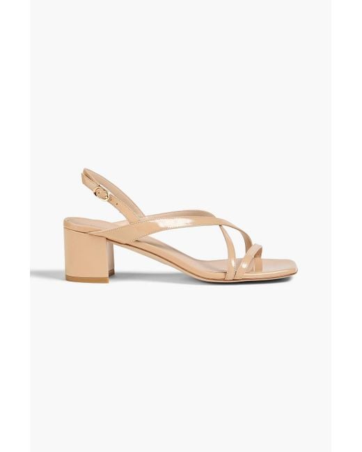 Stuart Weitzman Natural Oasis Patent-Leather Slingback Sandals