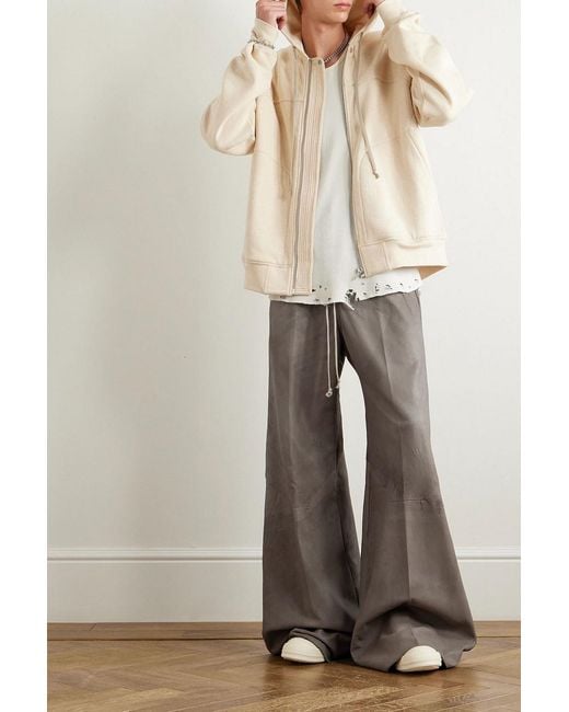 Rick Owens Gray Bella Wide-Leg Leather Drawstring Pants for men