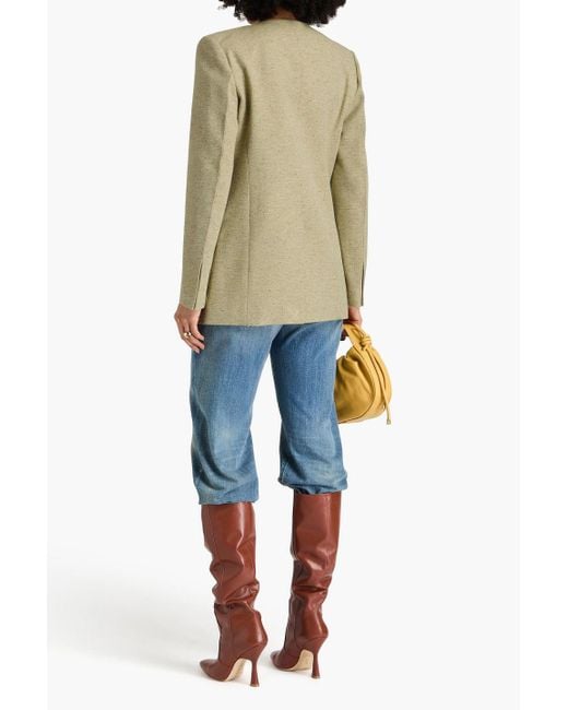Victoria Beckham Green Donegal Wool-blend Tweed Blazer
