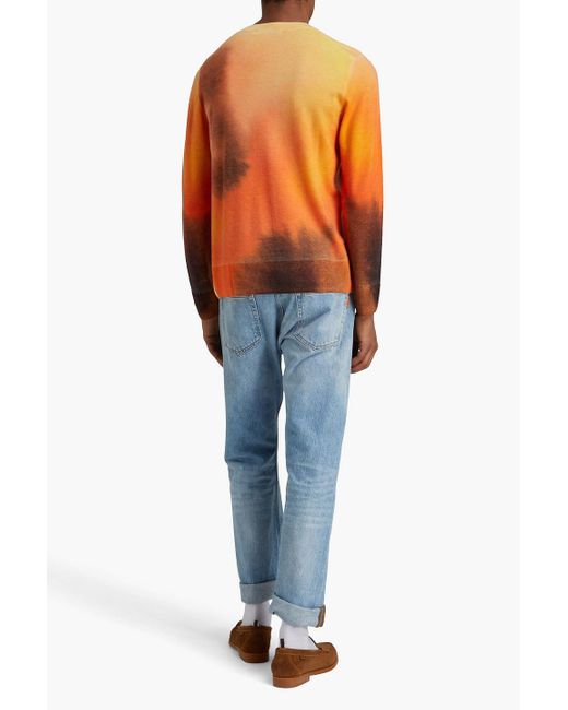Maison Kitsuné Orange Printed Wool Sweater for men