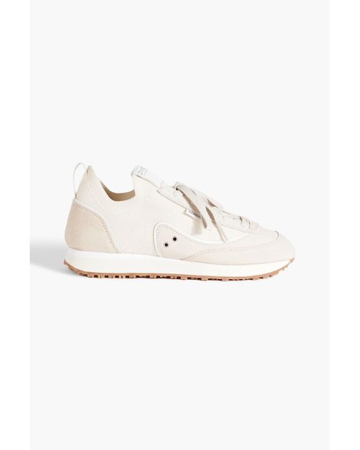 Zimmermann White Suede And Stretch-knit Sneakers