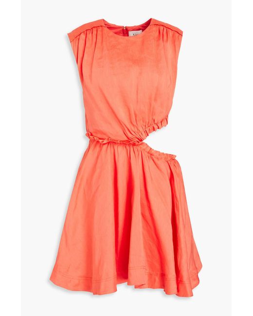 Aje. Orange Holly minikleid aus einer leinenmischung mit cut-outs