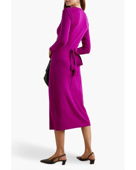 Diane von Furstenberg Pink Astrid Wool And Cashmere-blend Midi Wrap Dress