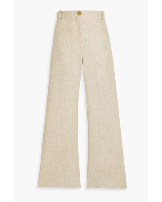 By Malene Birger Natural Caras Linen-Blend Canvas Flared Pants