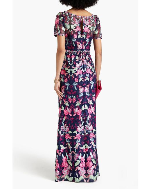 Marchesa Purple Embroidered Tulle Gown