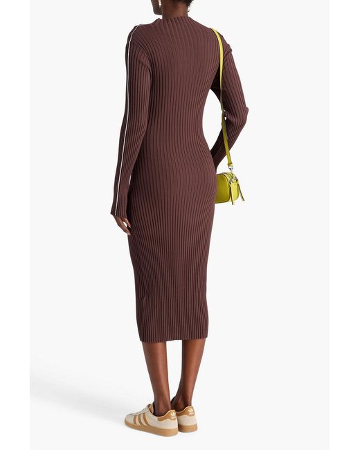 Stine Goya Purple Ribbed-knit Midi Dress