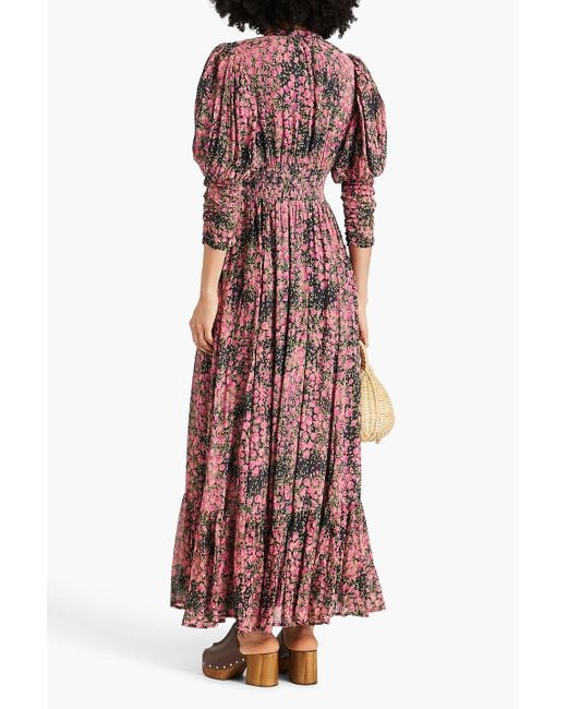 byTiMo Red Floral-print Georgette Maxi Dress