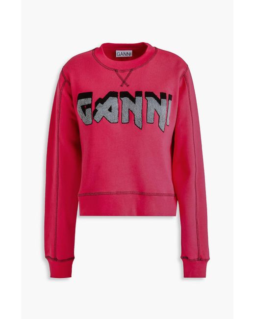Ganni Embroidered Fleece Sweatshirt