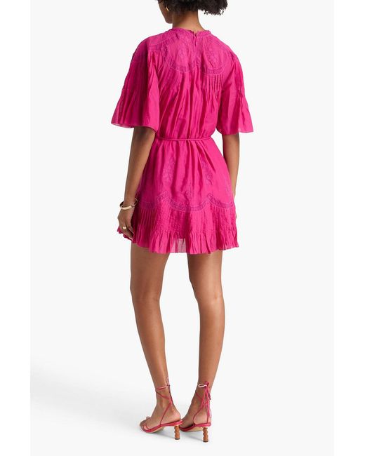 Farm Rio Pink Embroidered Cotton Mini Dress