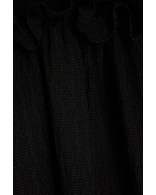 Petar Petrov Black Ruffled Silk-Cloqué Mini Dress