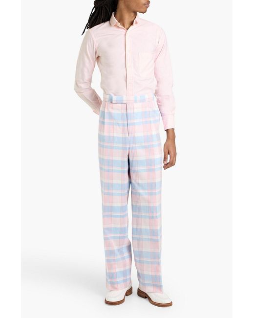 Thom Browne White Checked Cotton Pants for men