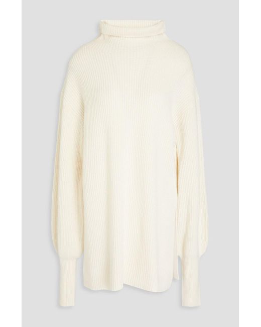 By Malene Birger Natural Camila Ribbed Cashmere Turtleneck Sweater