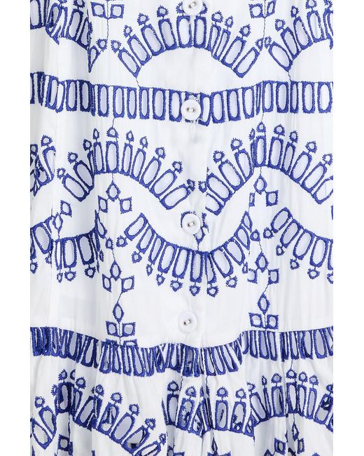 Charo Ruiz Blue Spiana Tiered Broderie Anglaise Midi Dress