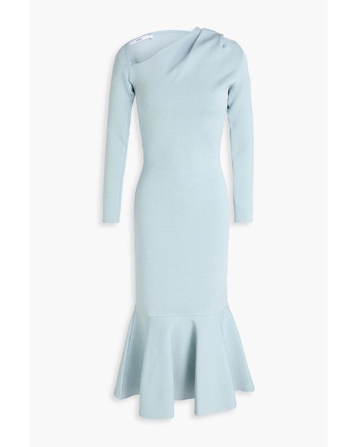 Safiyaa Blue Annabel Cutout Stretch-Knit Midi Dress