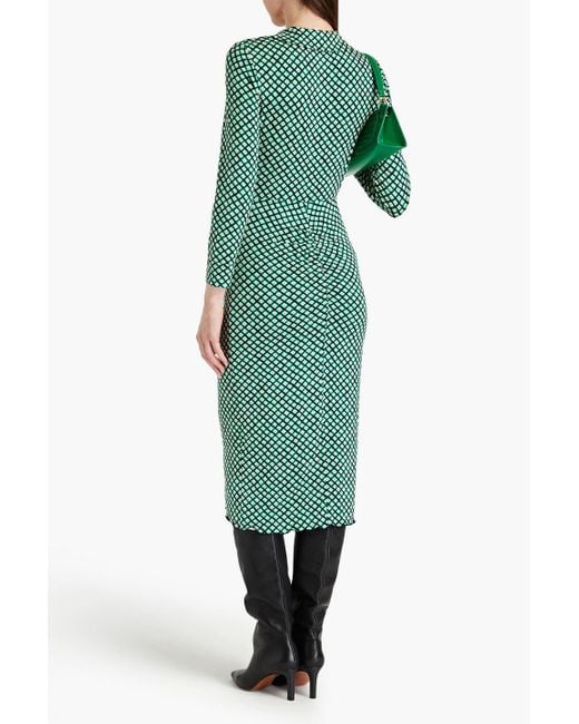 Diane von Furstenberg Green Palmira bedrucktes midikleid aus jersey mit wickeleffekt