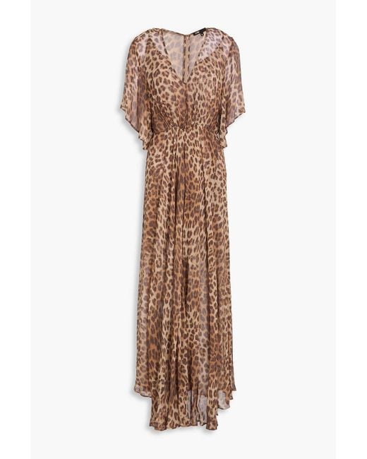 Maje Natural Leopard-Print Crepon Maxi Dress