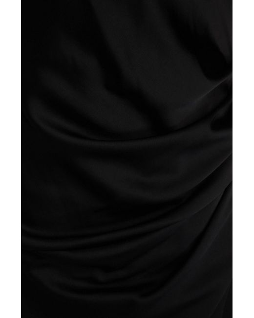 Jonathan Simkhai Black Hansel Ruched Satin-crepe Halterneck Midi Dress